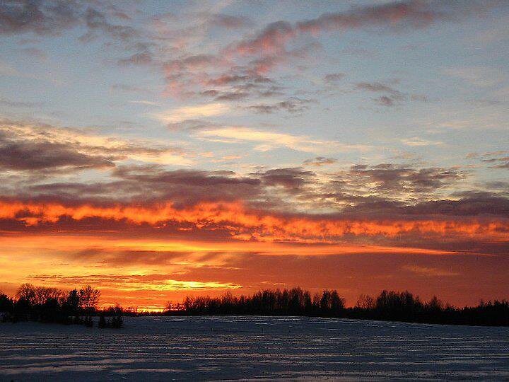 Loojuv päike käreda külmaga